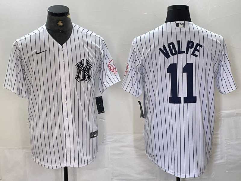 Men's New York Yankees #11 Anthony Volpe Name White With Patch 2024 Cool Base Stitched Jersey,We sell and wholesale Men's New York Yankees #11 Anthony Volpe Name White With Patch 2024 Cool Base Stitched Jersey on line form chian!